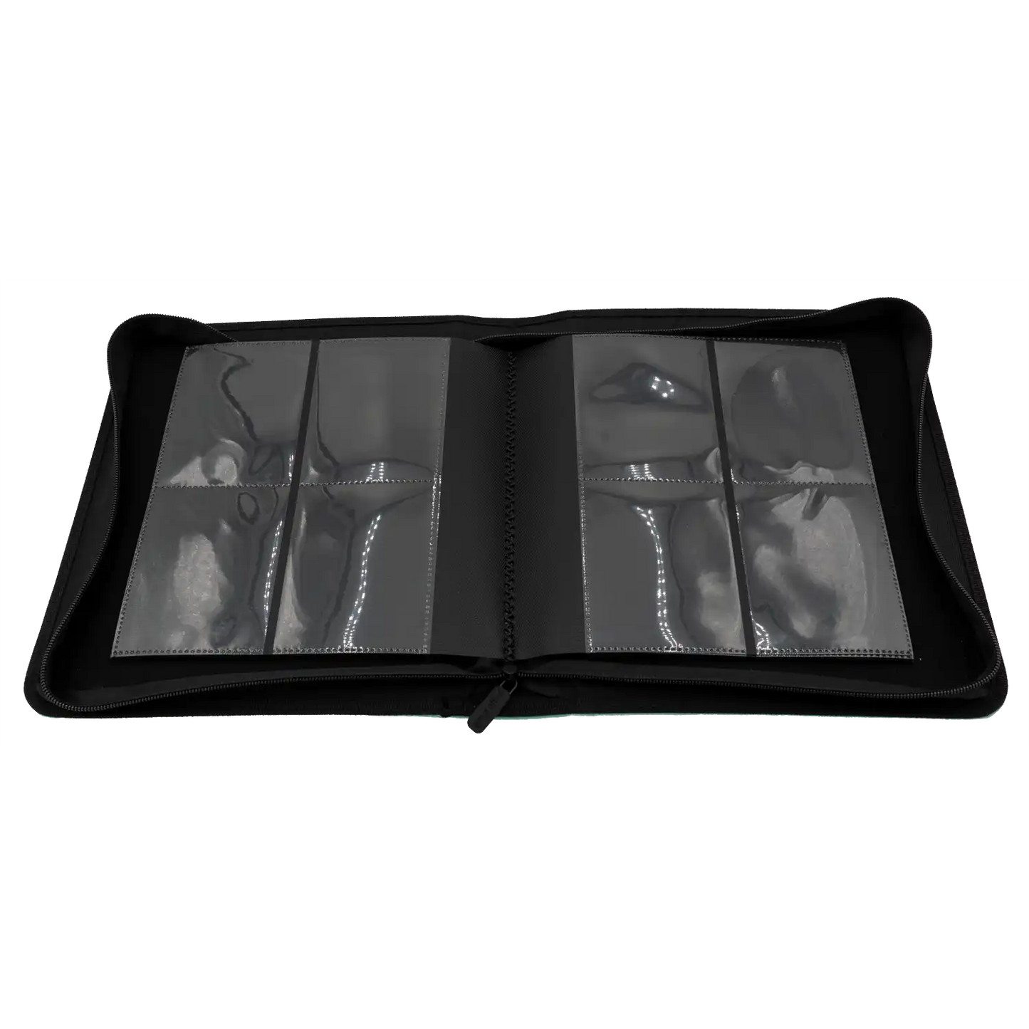 Payashell Resiplush 2x2 TCG Toploader Binder (80 pockets) with plush interior, side-loading design — shown empty 2x 4 pocket pages for premium card protection.
