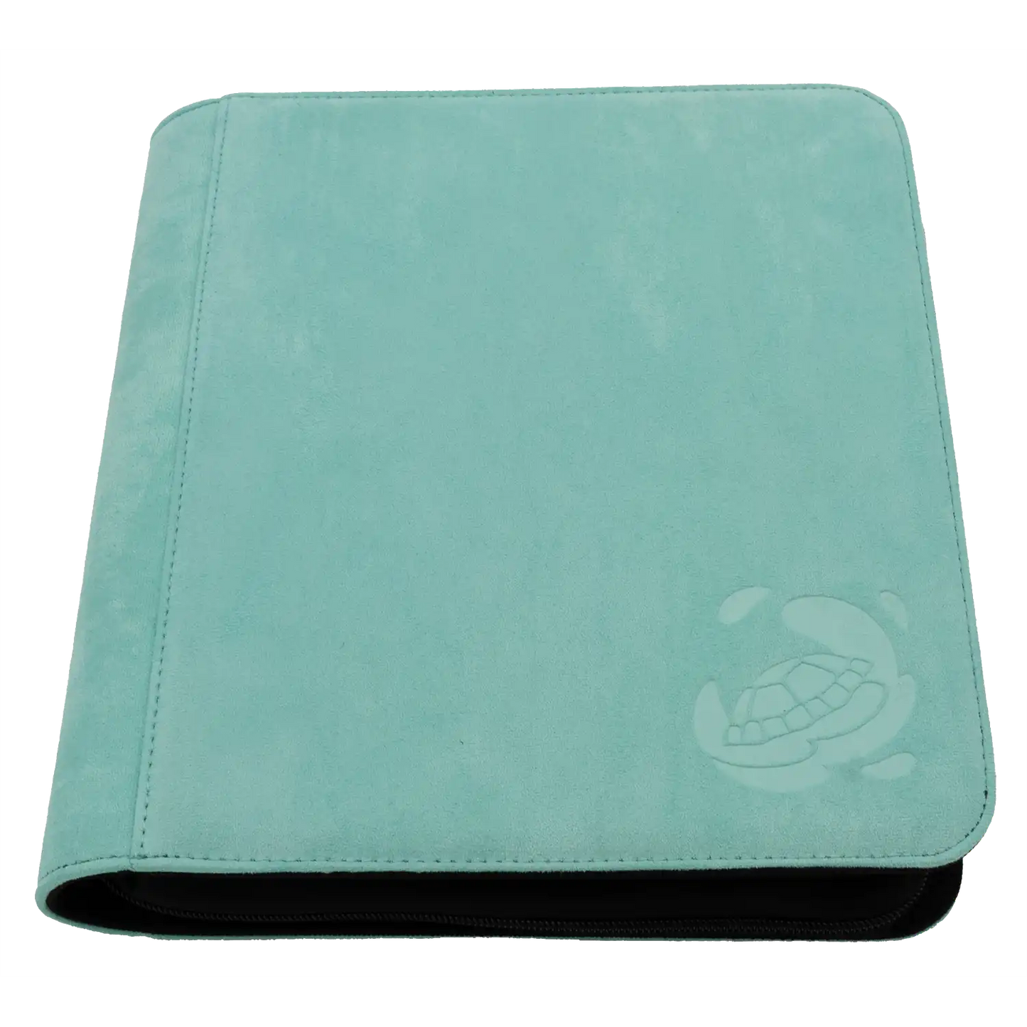 Resiplush 2x2 TCG Toploader Binder in Turquoise — plush microfiber, 160 pockets, zipper closure, and side-loading design for premium card protection.