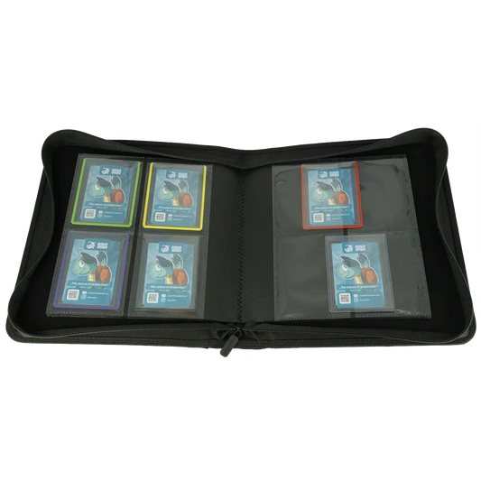 Payashell Resiplush 2x2 TCG Toploader Binder (80 pockets) with plush interior, side-loading design —shown filled for premium card protection.