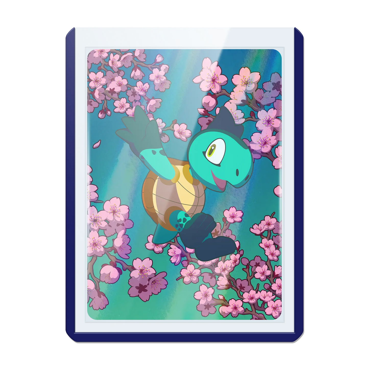 clear toploader with purple colored border and 35pt thickness for standard and japanese size tcg trading cards