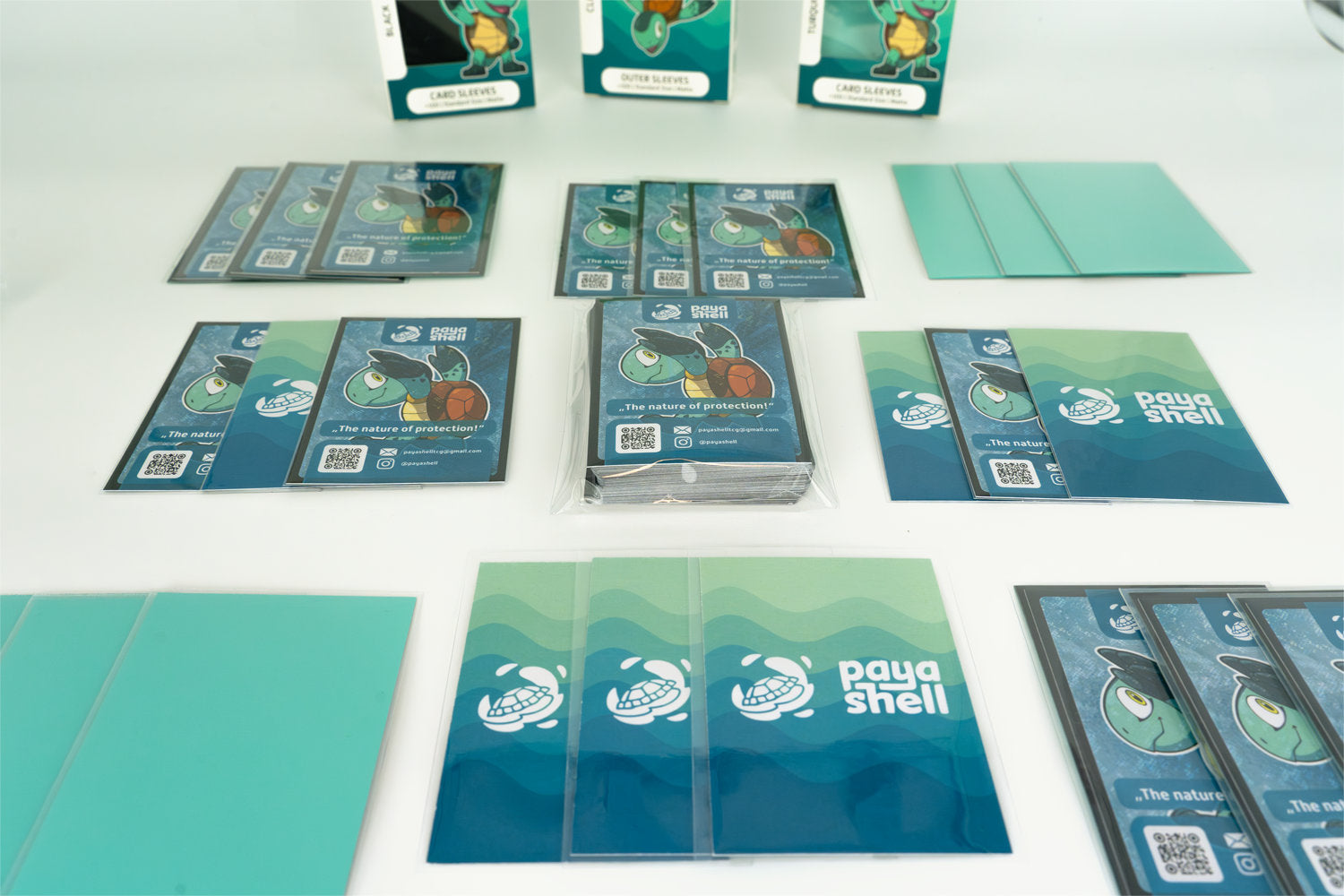 Payashell card sleeves—matte, outer, and inner—for premium protection and style in tournaments, collections, or on the go.