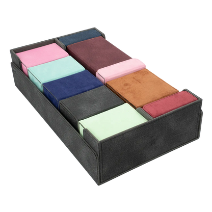 CaraTex BoxBay 1000 black Card Game storage box filled with assorted deck boxes and token boxes for trading card game decks