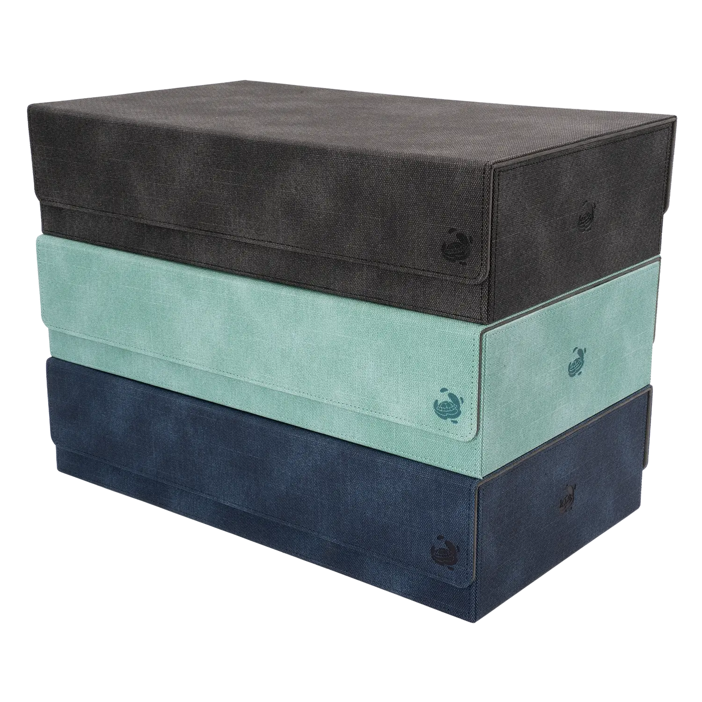 CaraTex BoxBay 1000+ grey, mint and navy TCG storage boxes for trading card game decks and accessories
