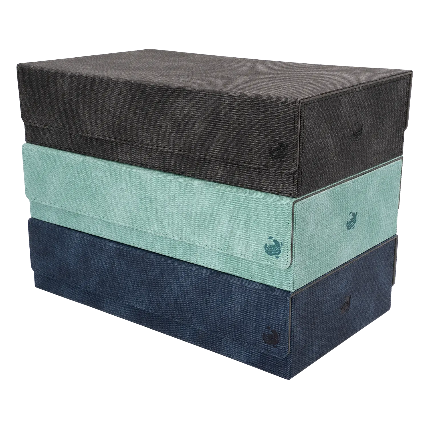 CaraTex BoxBay 1000+ grey, mint and navy TCG storage boxes for trading card game decks and accessories
