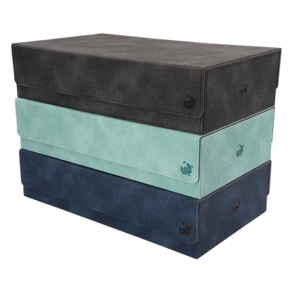 CaraTex BoxBay 1000+ grey, mint and navy TCG storage boxes for trading card game decks and accessories