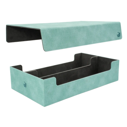 CaraTex BoxBay 1000 turquoise TCG storage box with detachable magnetic lid and internal compartments for trading card game cards and decks