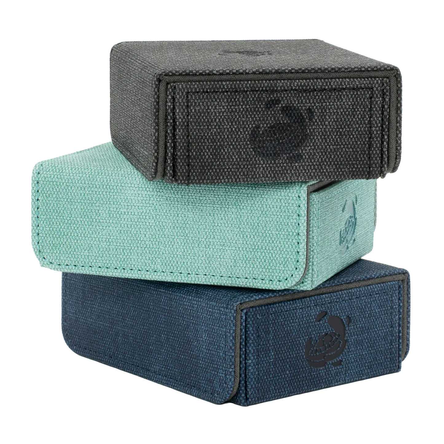 CaraTex TokenCove grey, mint and navy dice and token box for trading card game counters and sleeved cards