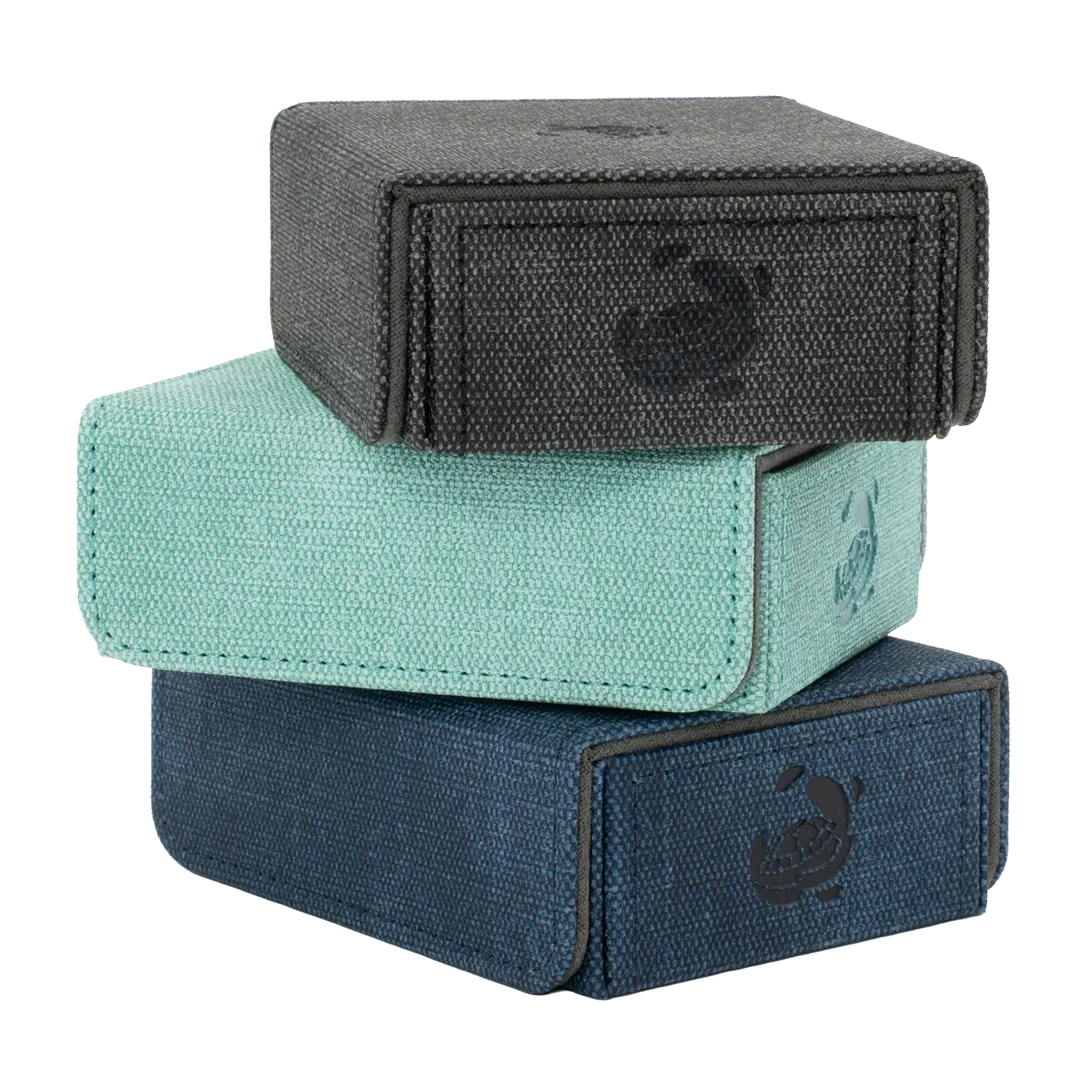 CaraTex TokenCove grey, mint and navy dice and token box for trading card game counters and sleeved cards