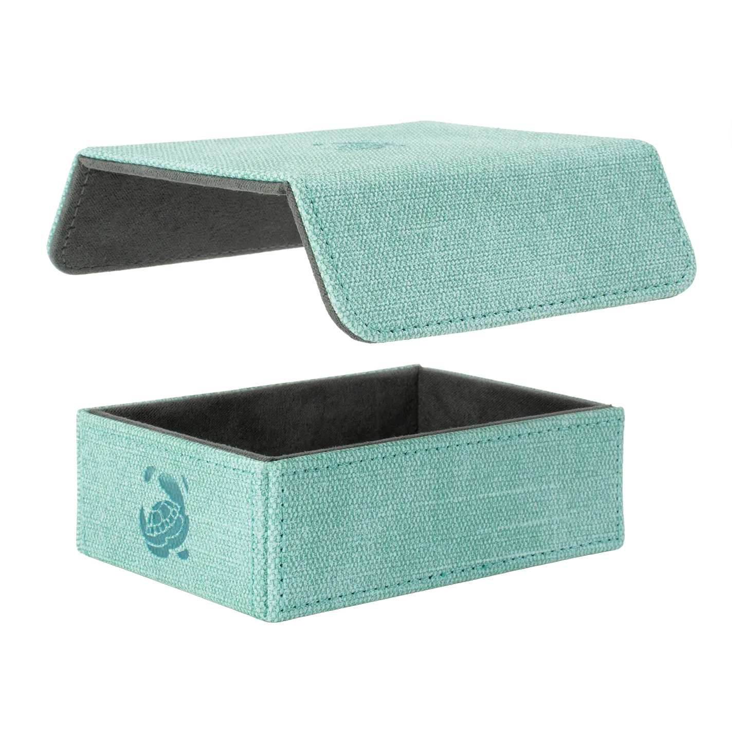 Caratex TokenCove turquoise dice and token box with detachable magnetic lid that can be fixed magnetically to the bottom