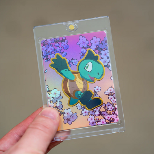 hand holding clear magnetic card holder with 35pt thickness for tcg trading cards