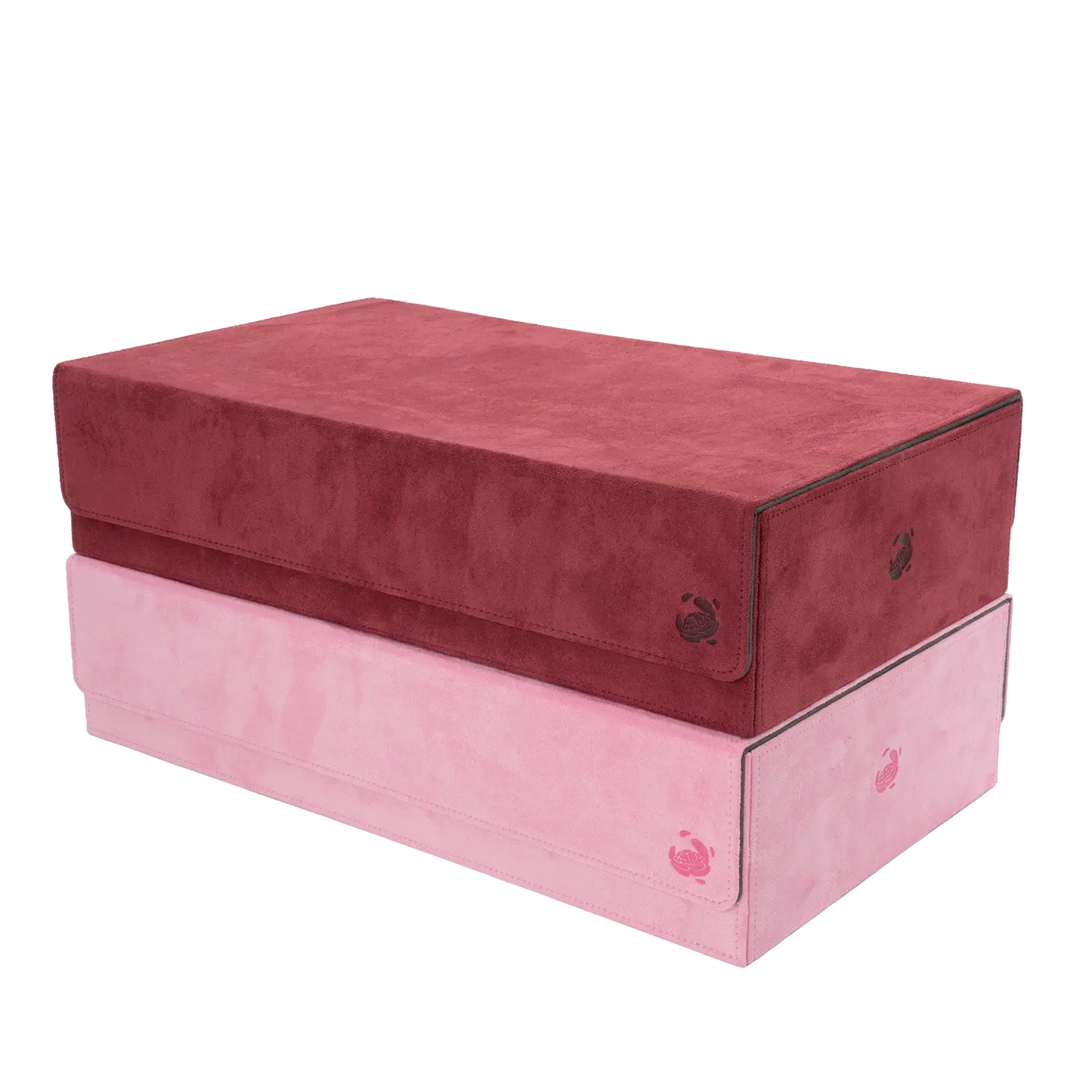 Resiplush BoxBay 1000+ pink and burgundy TCG storage box for trading card game decks and accessories