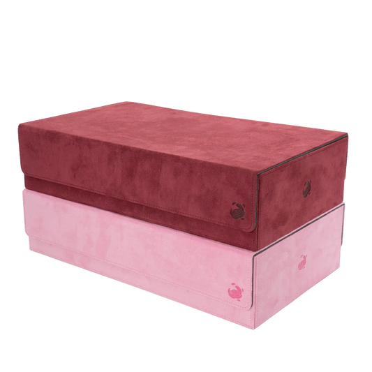 Resiplush BoxBay 1000+ pink and burgundy TCG storage box for trading card game decks and accessories