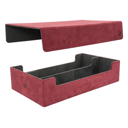 Resiplush BoxBay 1000 Wine Red TCG storage box with detachable magnetic lid and internal compartments for trading card game cards and decks