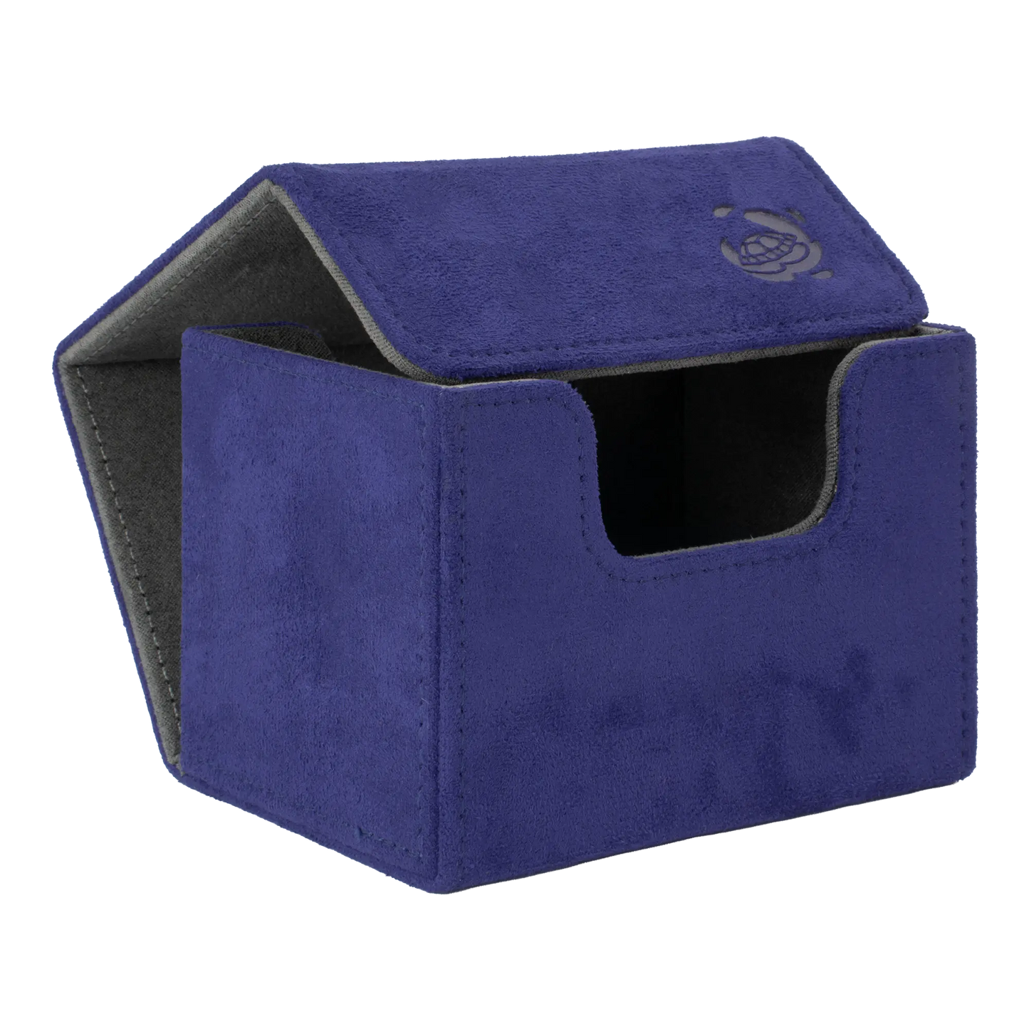 open indigo soft resiplush cardcove 100+ deck box with magnetic cover and extra-wide interior for outer sleeves that fits up to 100 double-sleeved or 120 single-sleeved standard or japanese size tcg trading cards