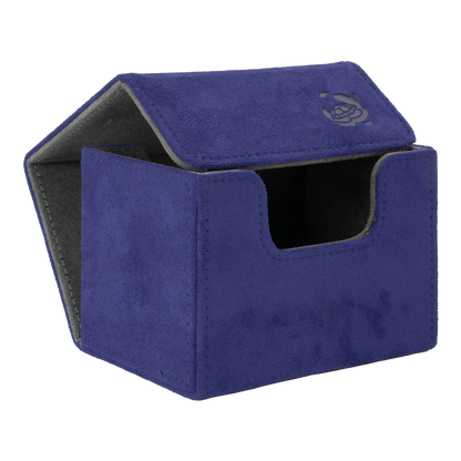 open indigo soft resiplush cardcove 100+ deck box with magnetic cover and extra-wide interior for outer sleeves that fits up to 100 double-sleeved or 120 single-sleeved standard or japanese size tcg trading cards