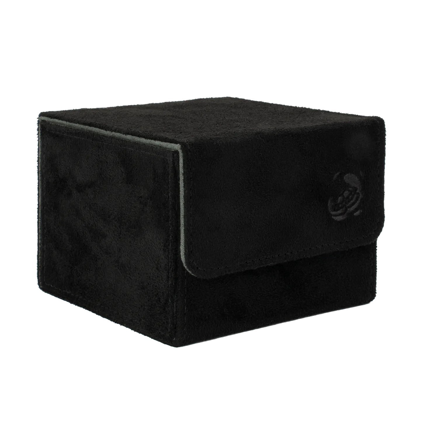 closed black soft resiplush cardcove 133+ deck box with magnetic cover and extra-wide interior for outer sleeves that fits up to 133 double-sleeved or 160 single-sleeved standard or japanese size tcg trading cards