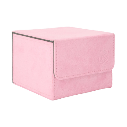 closed pastel pink soft resiplush cardcove 133+ deck box with magnetic cover and extra-wide interior for outer sleeves that fits up to 133 double-sleeved or 160 single-sleeved standard or japanese size tcg trading cards