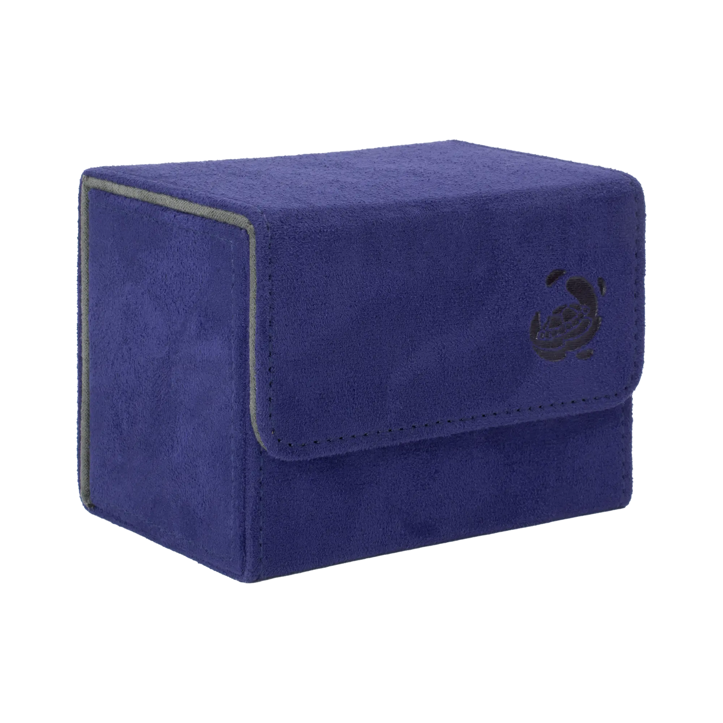 closed indigo soft resiplush cardcove 80+ deck box with magnetic cover and extra-wide interior for outer sleeves that fits up to 80 double-sleeved or 100 single-sleeved standard or japanese size tcg trading cards