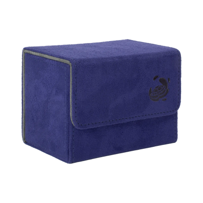 closed indigo soft resiplush cardcove 80+ deck box with magnetic cover and extra-wide interior for outer sleeves that fits up to 80 double-sleeved or 100 single-sleeved standard or japanese size tcg trading cards