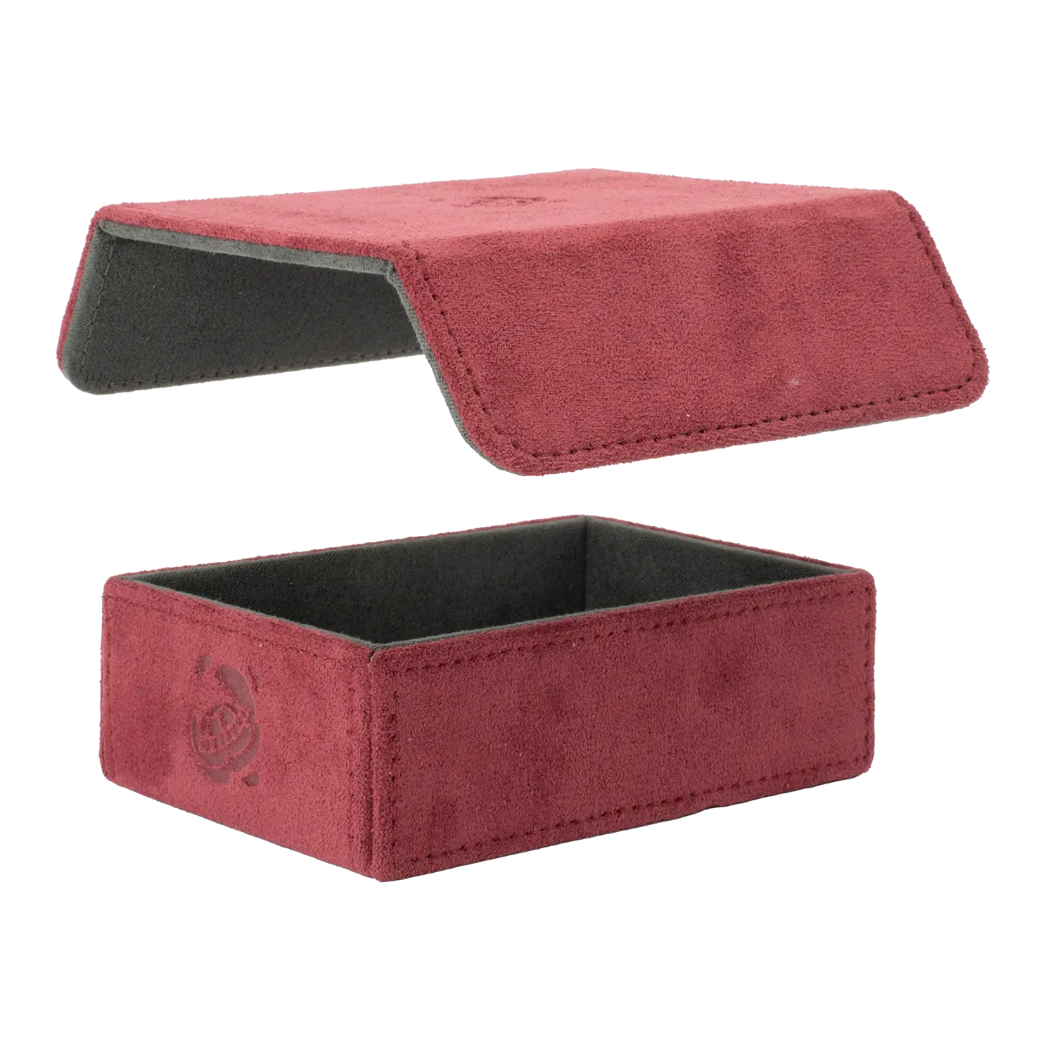 Resiplush TokenCove burgundy dice and token box with detachable magnetic lid that can be fixed magnetically to the bottom