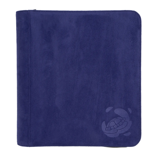 indigo soft resiplush toplaoder zip-up album binder with 8 sideloading pockets per page, 2x2 layout, 20 double-sided, black pages and secure zipper for 160 toploaders for standard and japanese size tcg trading cards