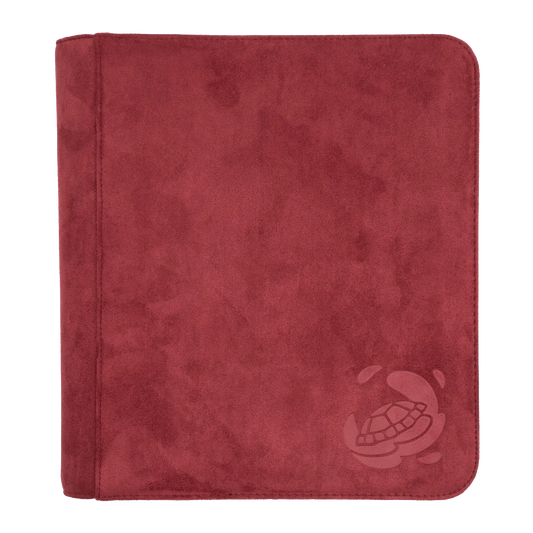 wine red soft resiplush toplaoder zip-up album binder with 8 sideloading pockets per page, 2x2 layout, 20 double-sided, black pages and secure zipper for 160 toploaders for standard and japanese size tcg trading cards