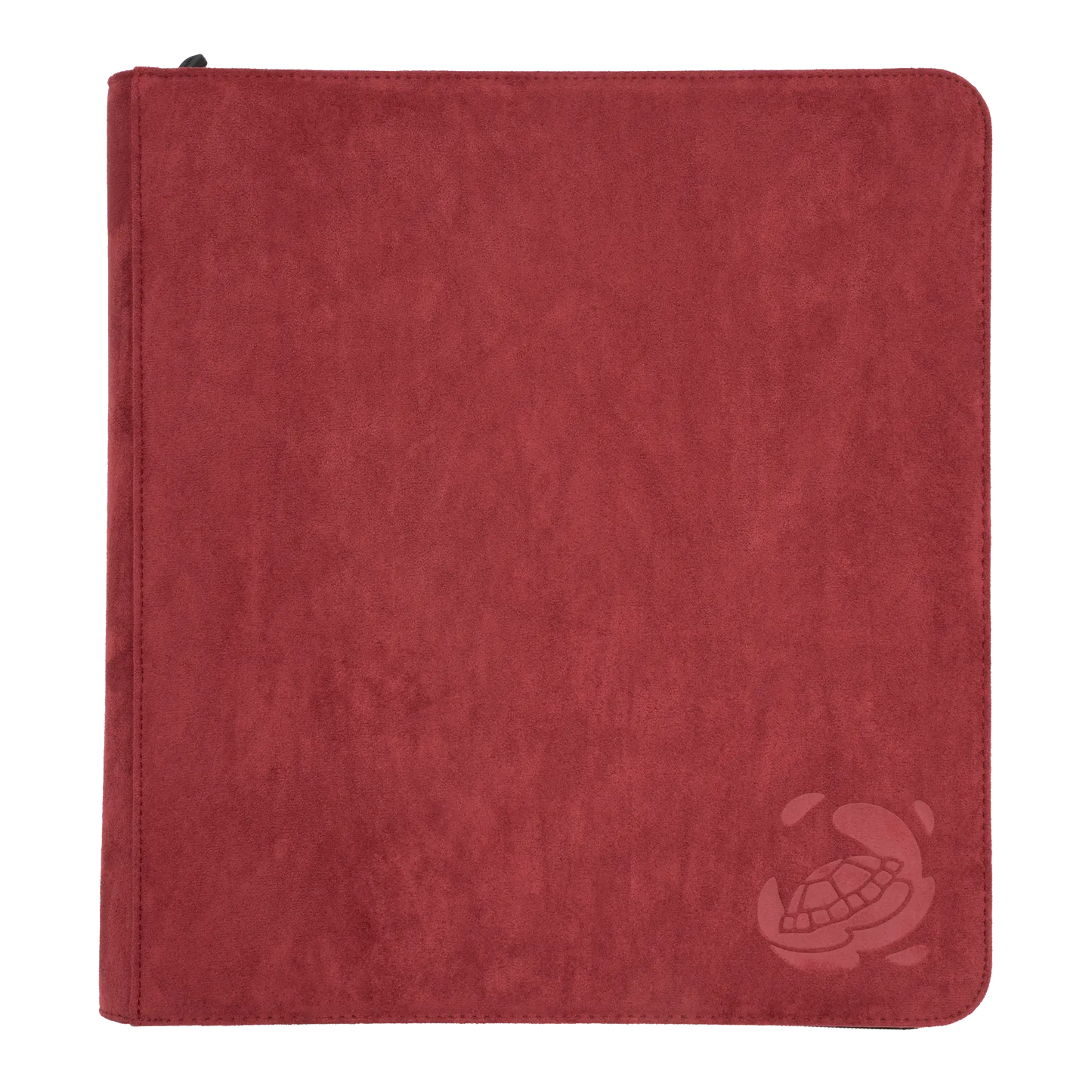 wine red soft resiplush zip-up album binder with 24 sideloading pockets per page, 4x3 layout, 20 double-sided, black pages, 3 extra mesh pockets for toploaders, magnetic card holders and sleeves and secure zipper for 480 standard and japanese size tcg trading cards