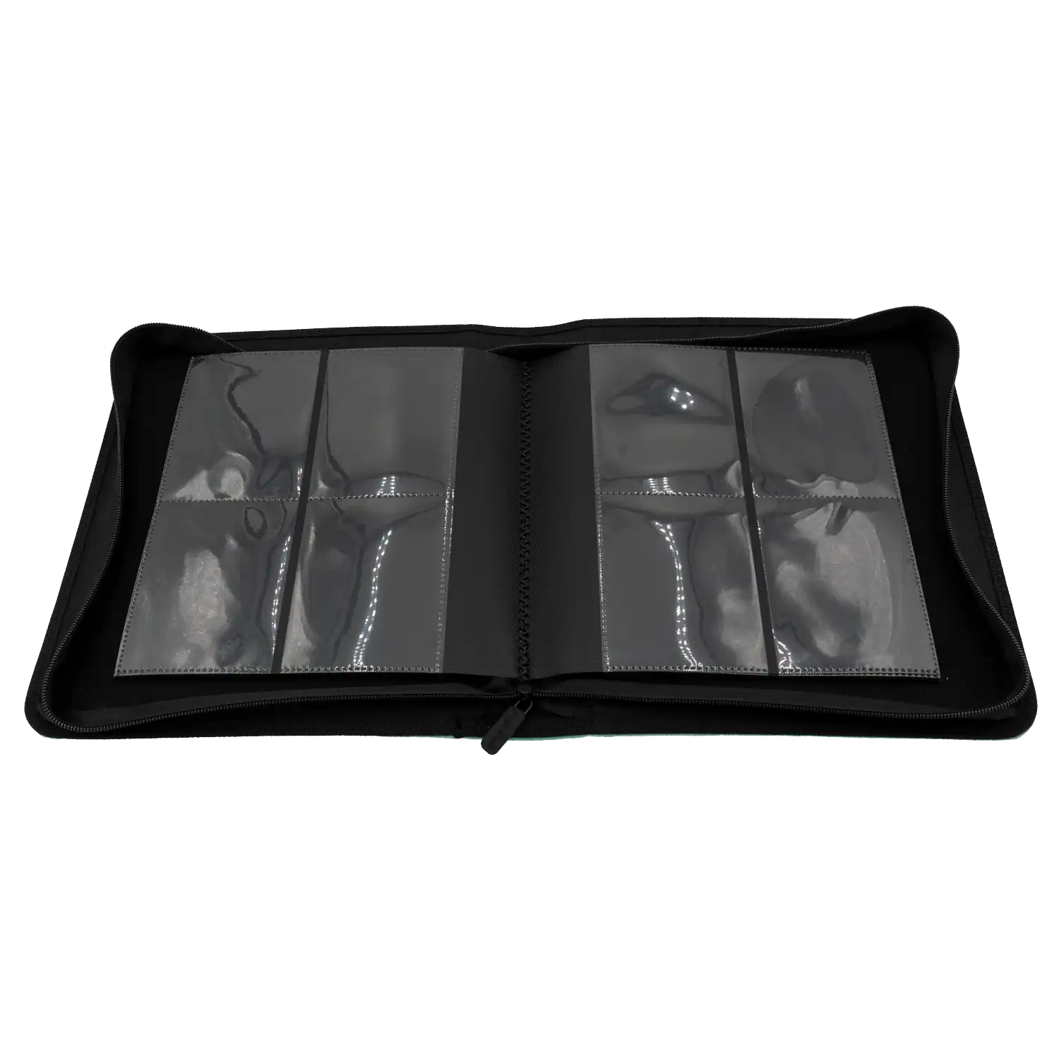 Payashell Resiplush 2x2 TCG Toploader Binder (80 pockets) with plush interior, side-loading design — shown empty 2x 4 pocket pages for premium card protection.