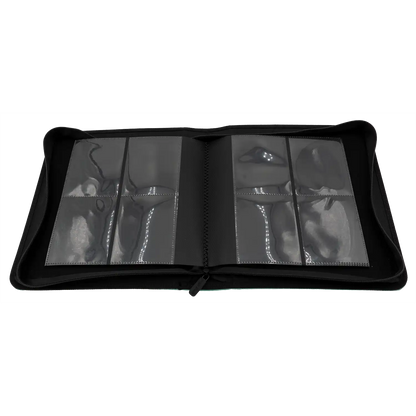 Payashell Resiplush 2x2 TCG Toploader Binder (80 pockets) with plush interior, side-loading design — shown empty 2x 4 pocket pages for premium card protection.