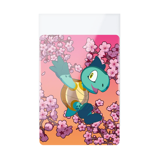 Thick Inner Sleeves Toploading, clear 140 µm perfect-fit inner sleeves for standard trading card game cards shown with turtle artwork card