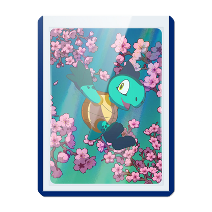 clear toploader with blue colored border and 35pt thickness for standard size japanese size tcg trading cards